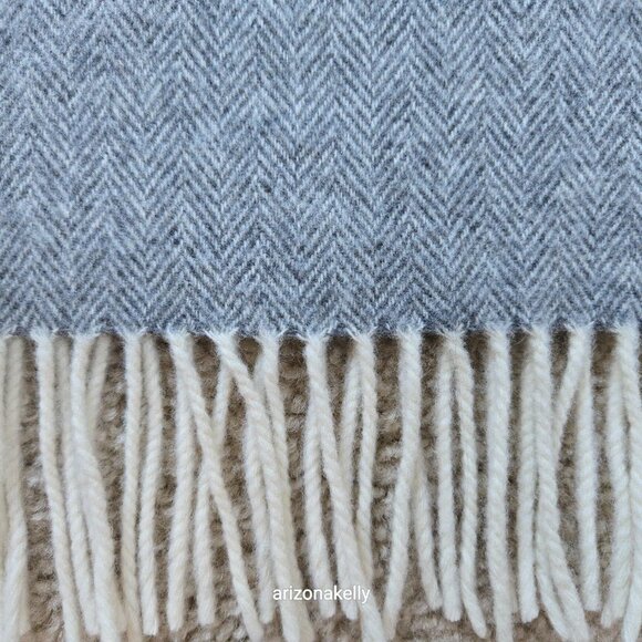 Vintage Wool Herringbone Wrap Grey John Hanly for L.L. Bean Ireland - Picture 9 of 13